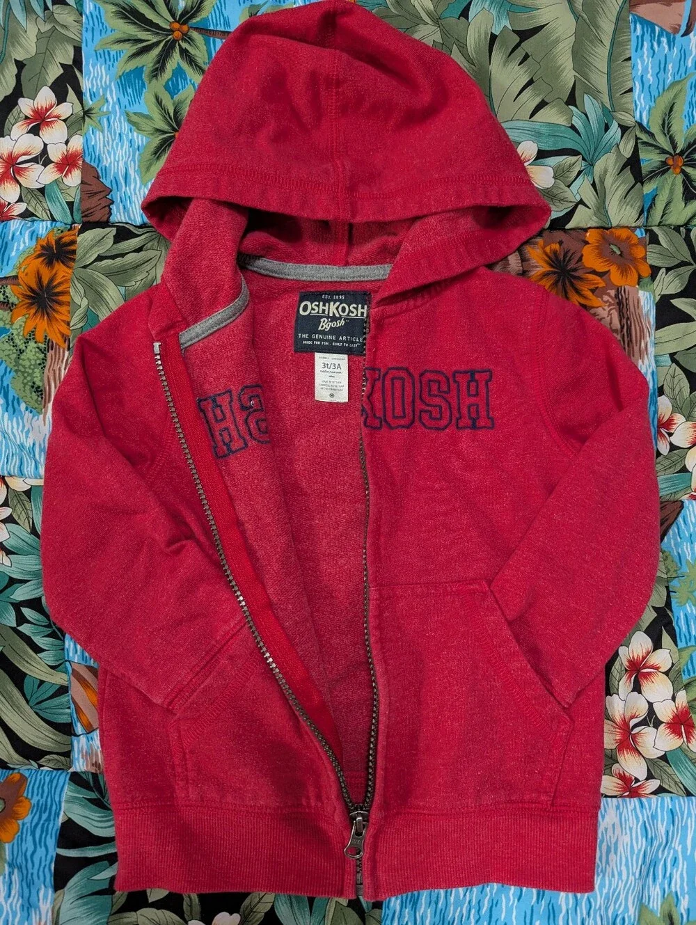 OshKosh B'gosh Red Hooded Zip-Up Sweatshirt for Kids